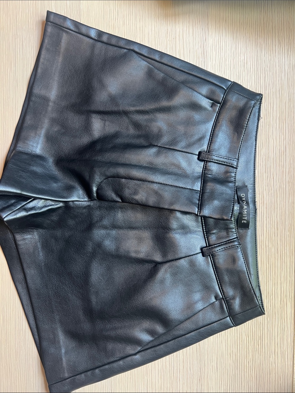 Dynamite Black Faux Leather Tailored Shorts